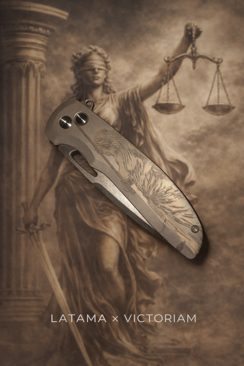 Latama Cutlery Yuuki with custom engraving (Lady Justice)
