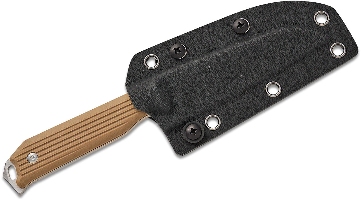 Kizer Cutlery Azo Begleiter Fixed Blade Knife 3.75" AEB-L Satin Sheepsfoot Blade, Tan G10 Handles, Kydex Sheath - 1045MS2