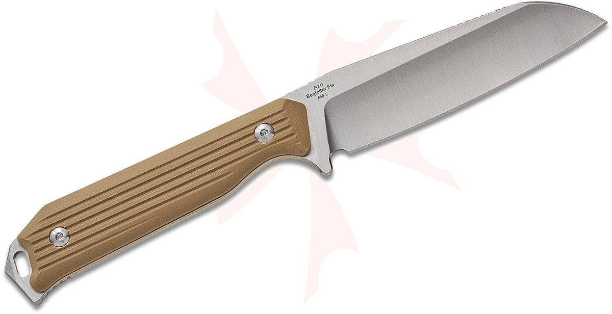 Kizer Cutlery Azo Begleiter Fixed Blade Knife 3.75" AEB-L Satin Sheepsfoot Blade, Tan G10 Handles, Kydex Sheath - 1045MS2