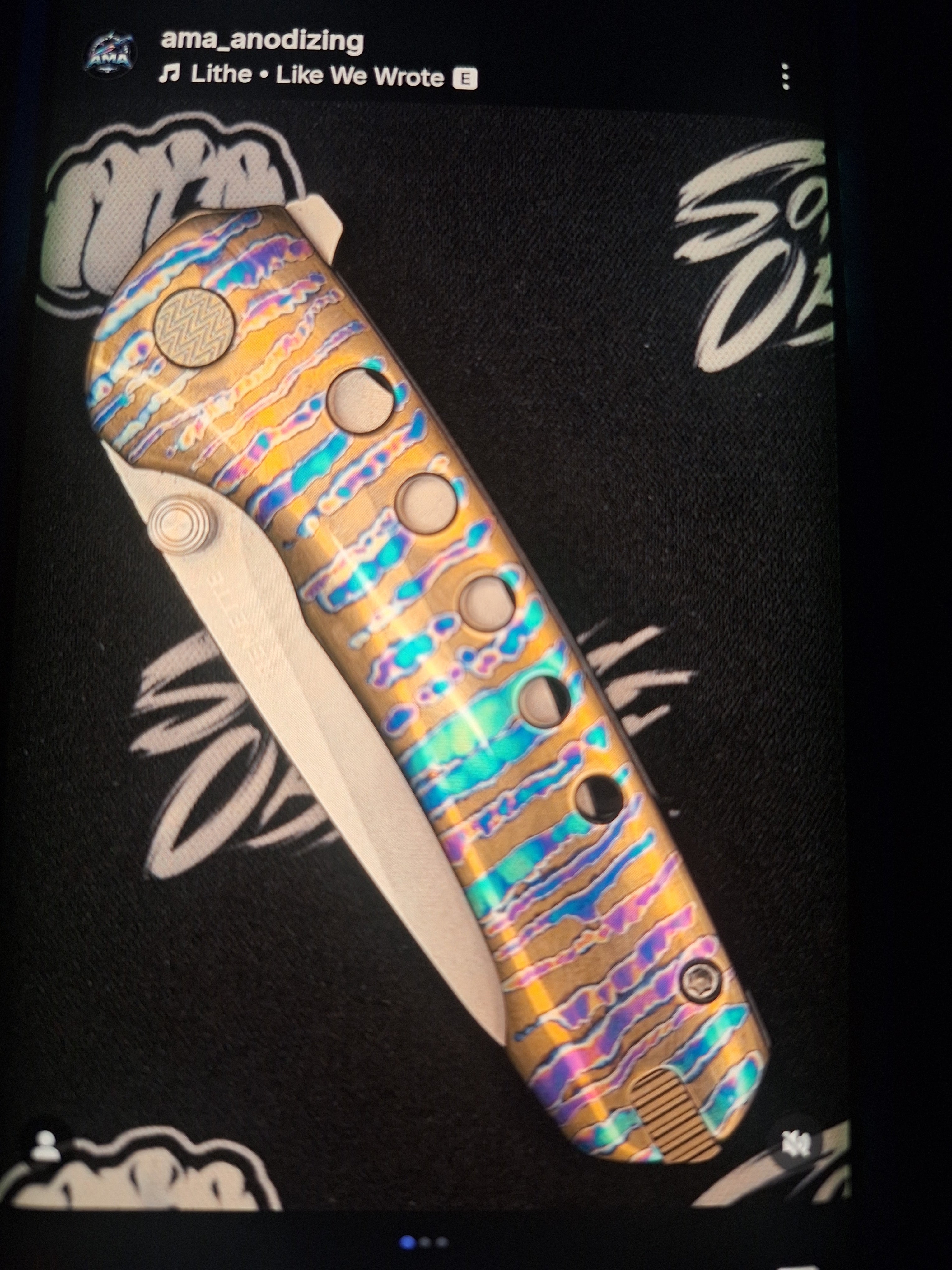 REMETTE RT-BEE-T Titanium M390 Knife Outdoor Folding Pocket EDC Knives with Fruit Food Fork Toothpick (Custom Ano with COA)
