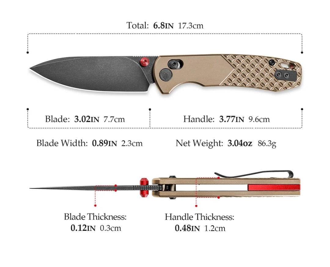 Dragonfly-O Axis Lock EDC Folding Pocket Knife, 2.99'' M390 Steel Blade, Titanium Handle