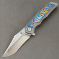 Vorixn "Abyssal" Flipper & Thumb Stud Knife Titanium & Hand-flamed Zirconium Handle (3.7" 10Cr15CoMoV Blade) KB030