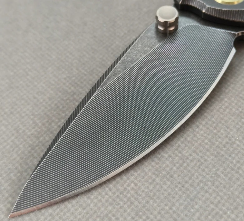 Vorixn RIHE Design Folding Knife Titanium+Carbon Fiber Handle (3.7" Bohler M390 Blade) KB077
