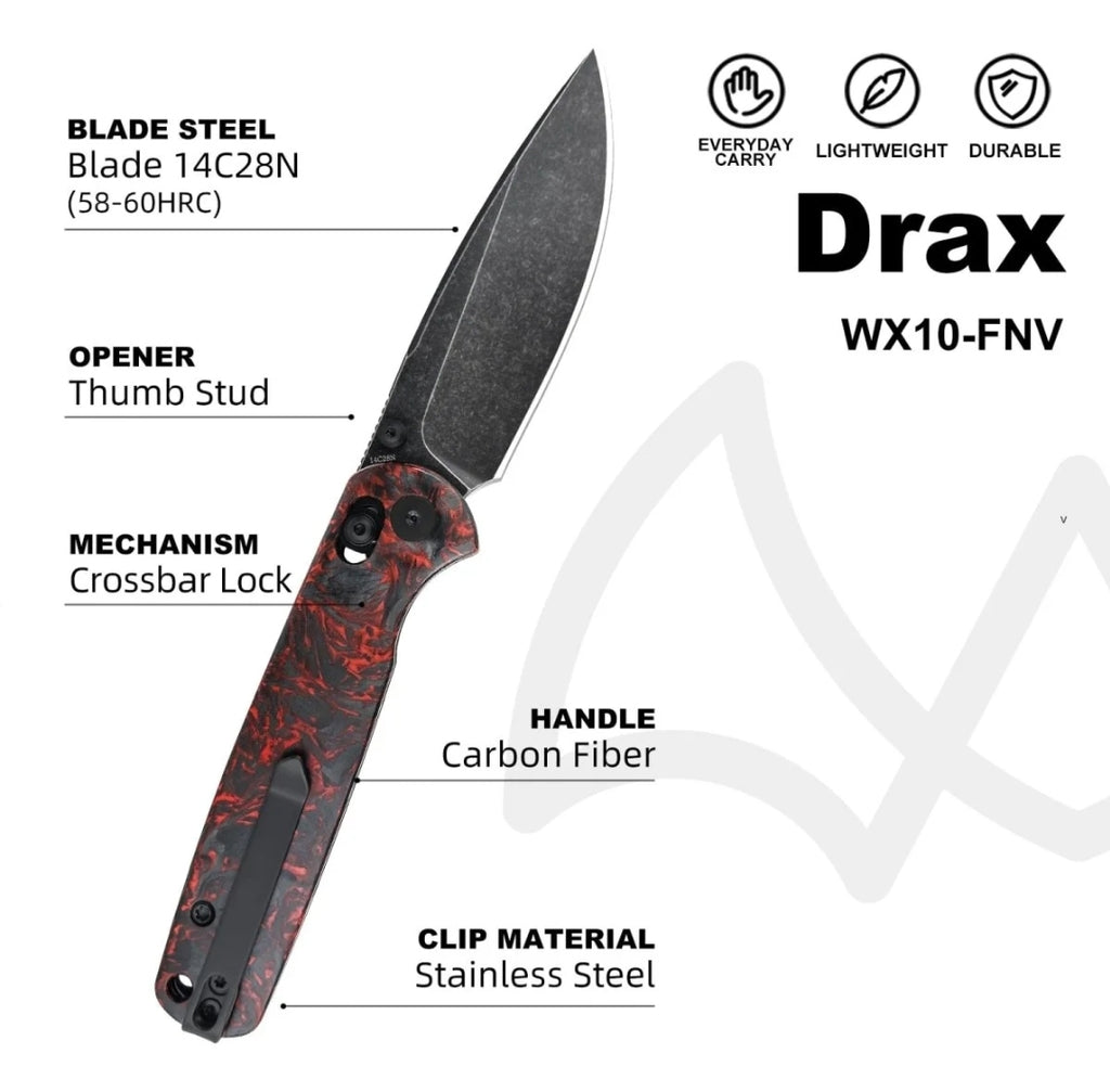 Wixco Drax II Red Luminous Carbon Fiber Blade City Exclusive