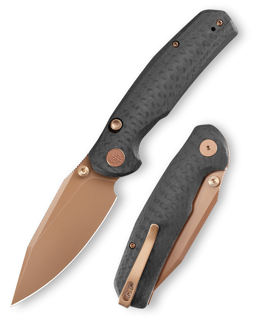 TRIVISA
Hornet Pro-CG Button Liner Lock EDC Folding Pocket Knife, 3.34" 14C28N Steel Blade, Carbon Fiber G10 Handle