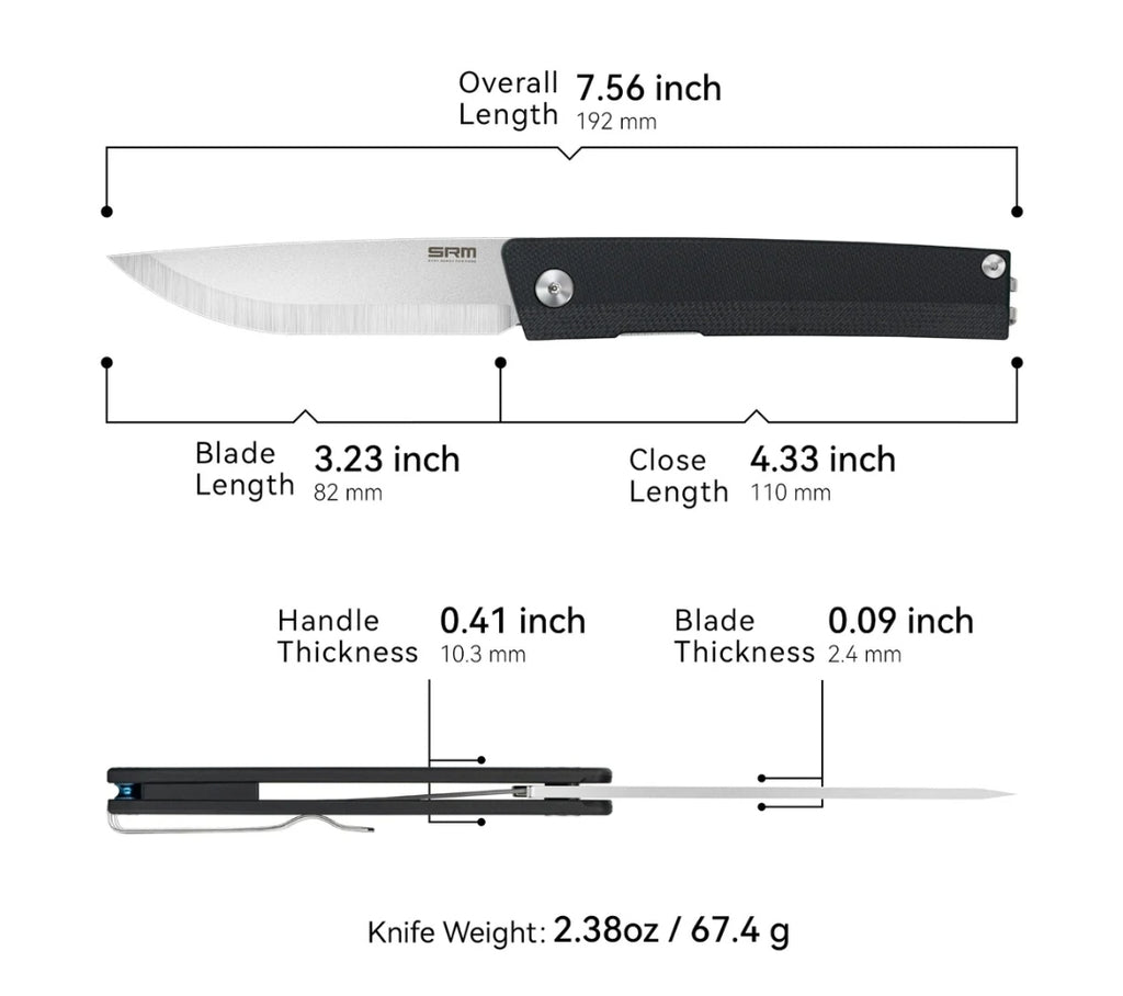 SRM Gent 401L-GB (3.27" 10Cr Blade, G10 Handle)