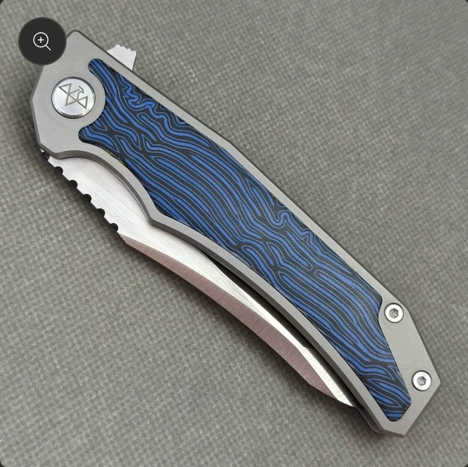 VORIXN “Carbon Crest” Flipper Knife Titanium & G10 Handle (3.9" 10Cr15CoMoV Blade) KB003