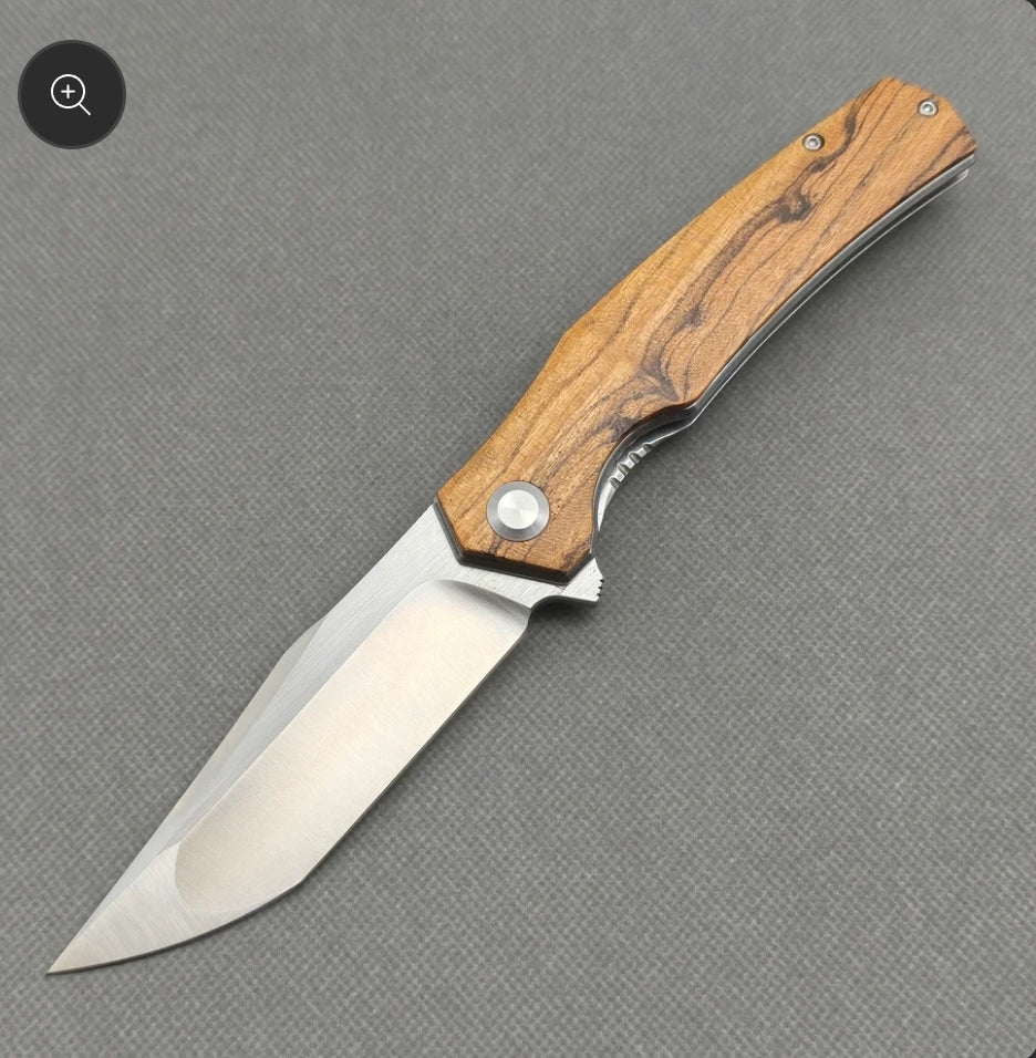 VORIXN Flipper Knife 2Cr13 & Golden Sandalwood Handle (4.0" 9Cr18 Blade) KA013