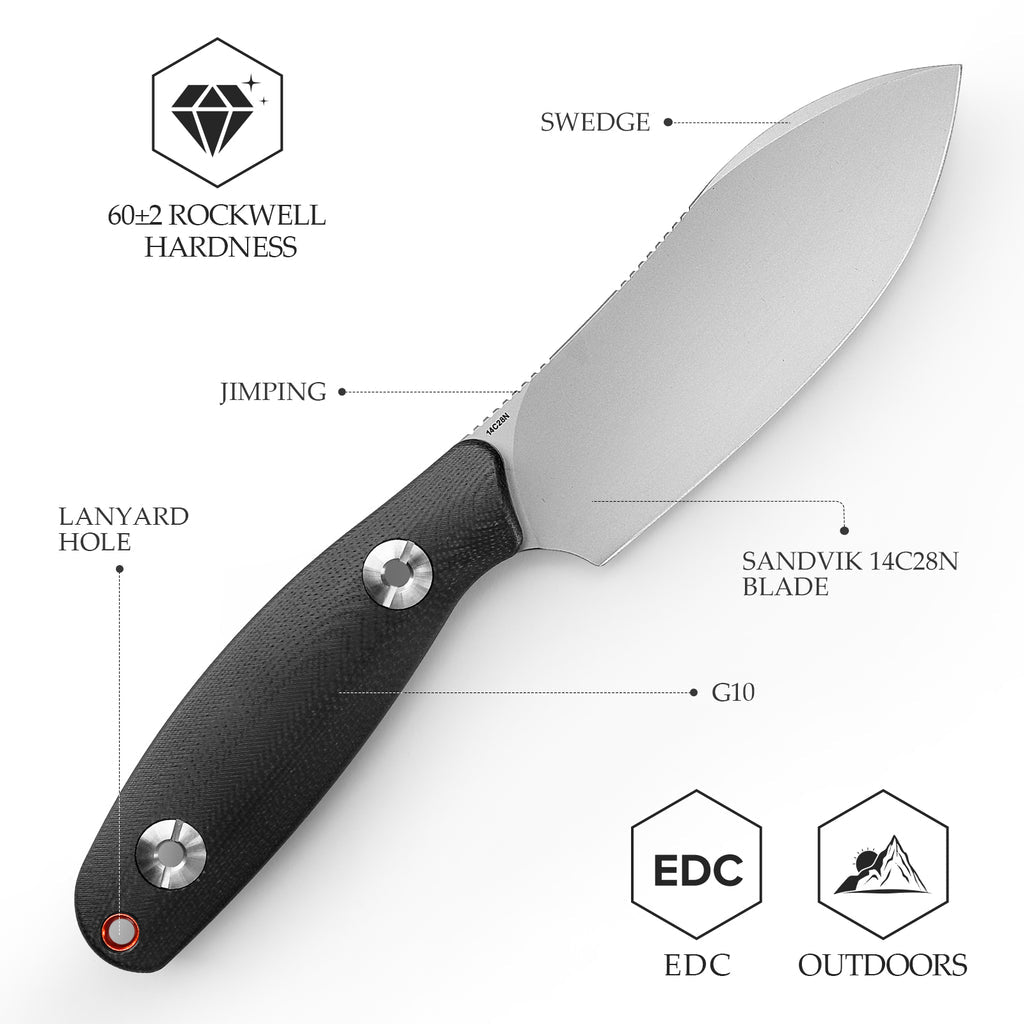 TRIVISA
Aubergine-BG Full-tang Straight Fixed Blade Knife, 3.86‘’ 14C28N Steel Stonewash Blade, G10 Handle