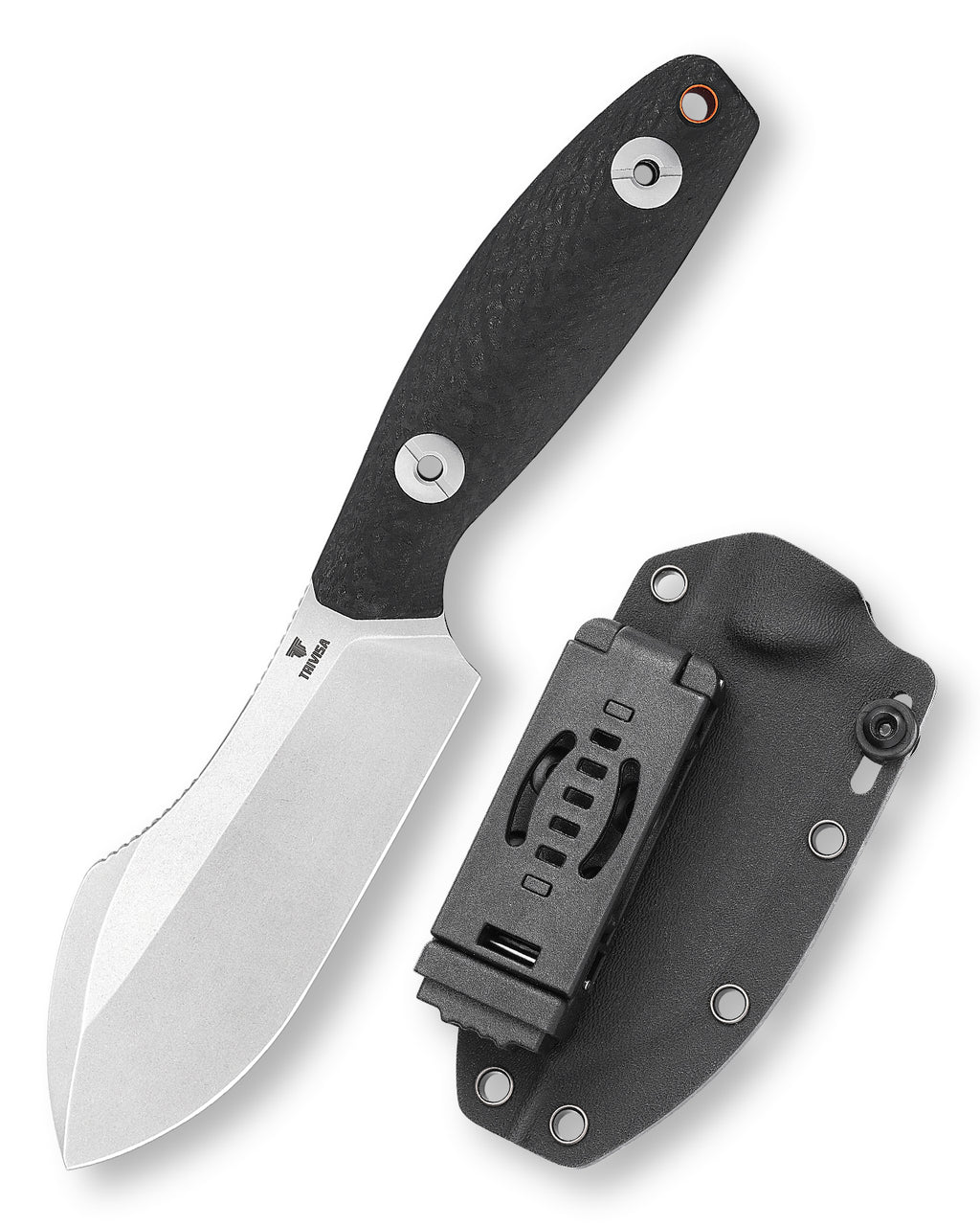 TRIVISA
Pumpkin-CG Full-tang Straight Fixed Blade Knife, 3.9‘’ 14C28N Steel Stonewash Blade, Carbon Fiber G10 Handle