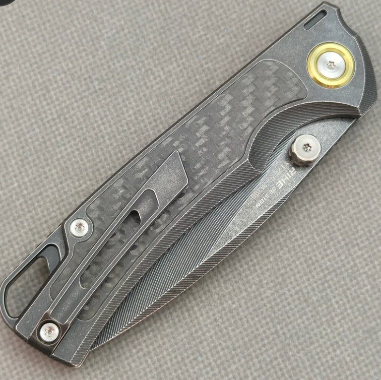 Vorixn RIHE Design Folding Knife Titanium+Carbon Fiber Handle (3.7" Bohler M390 Blade) KB077
