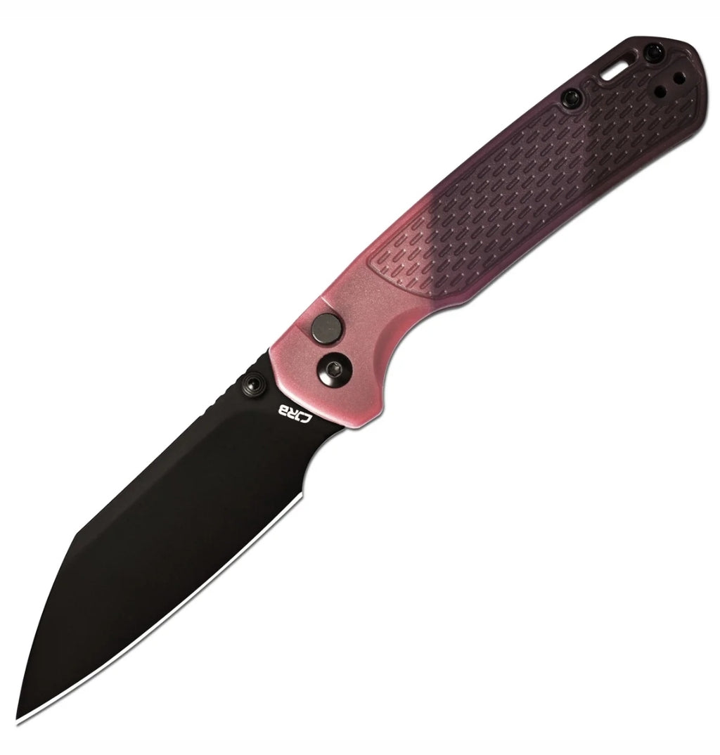 CJRB Pyrite-Light Thumb Stud & Button Lock EDC Knife, Thermochromic FRN Handle (Dark Green to Light Green or Brown to Red), 3.34'' AR-RPM9 Stonewashed Blade