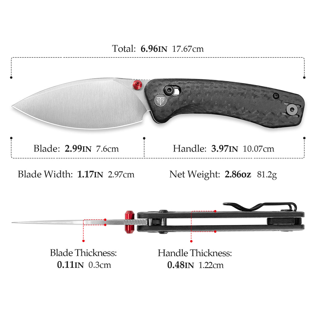 TRIVISA
Koala Plus-CG Crossbar Lock EDC Folding Pocket Knife, 2.99'' 14C28N Steel Blade, Carbon Fiber G10 Handle