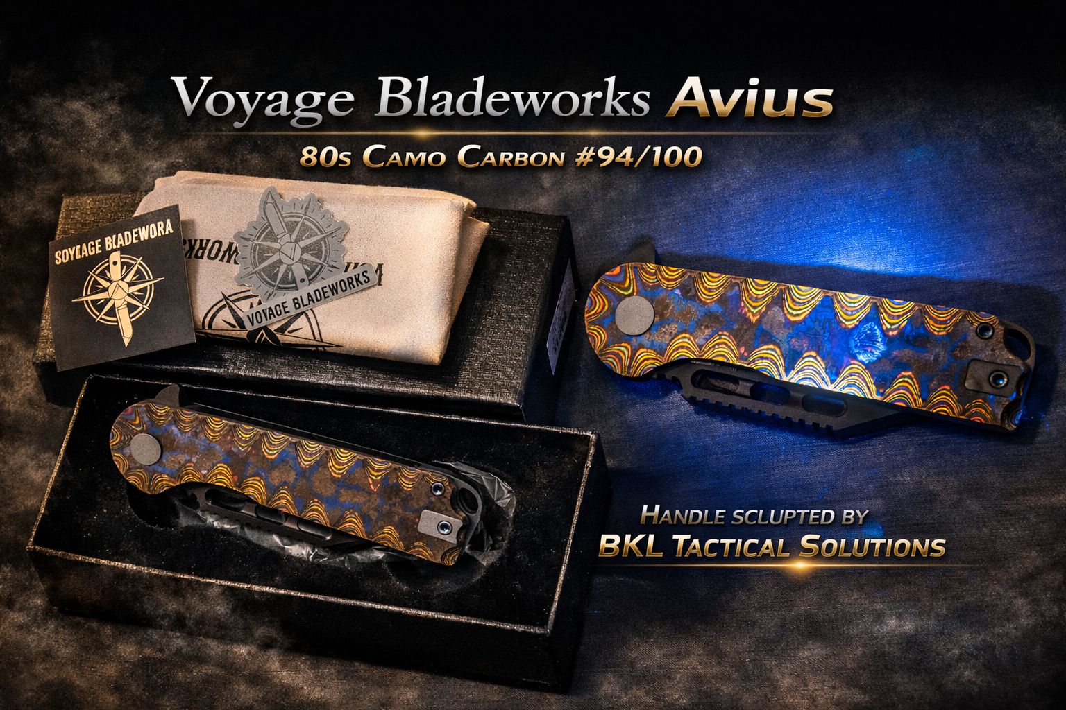 Voyage Blade Works x Bladerunner Outpost 80s Camo Carbon Avius! #94/100, only 100 made!
