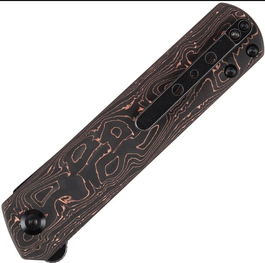 KANSEPT Foosa Slip Joint/Flipper Knife Copper Carbon Fiber Handle (3.06"CPM S35VN Blade) Rolf Helbig Design-K2020T3