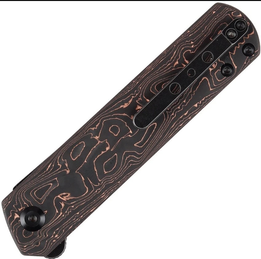 KANSEPT Foosa Slip Joint/Flipper Knife Copper Carbon Fiber Handle (3.06"CPM S35VN Blade) Rolf Helbig Design-K2020T3