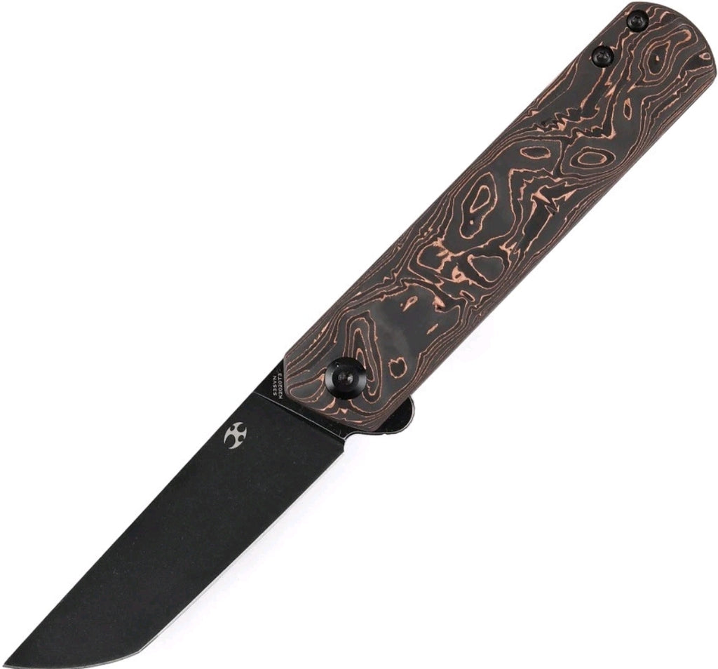KANSEPT Foosa Slip Joint/Flipper Knife Copper Carbon Fiber Handle (3.06"CPM S35VN Blade) Rolf Helbig Design-K2020T3