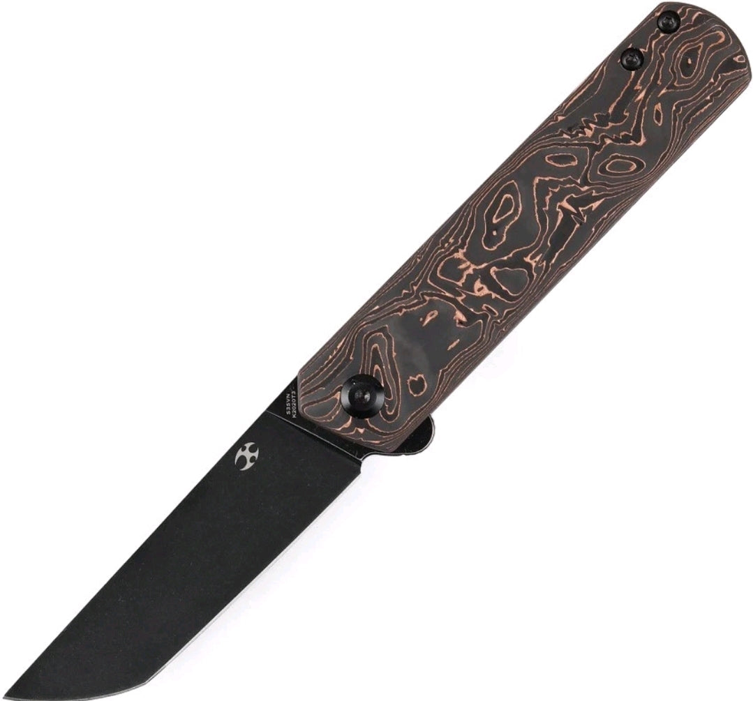 KANSEPT Foosa Slip Joint/Flipper Knife Copper Carbon Fiber Handle (3.06"CPM S35VN Blade) Rolf Helbig Design-K2020T3