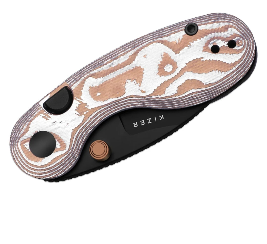 Microbe™ | 5Th Pocket Knife | Kizer Button Liner Lock™ | Copper Foil G10 Handle | KizerV™ 2742A12