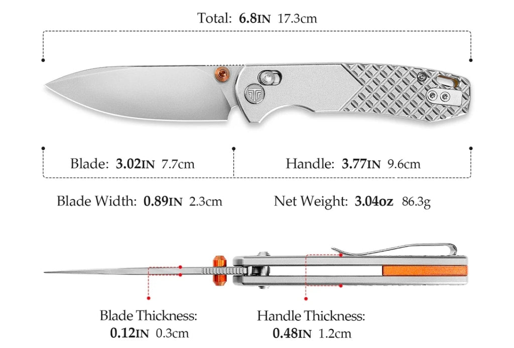 Dragonfly-O Axis Lock EDC Folding Pocket Knife, 2.99'' M390 Steel Blade, Titanium Handle