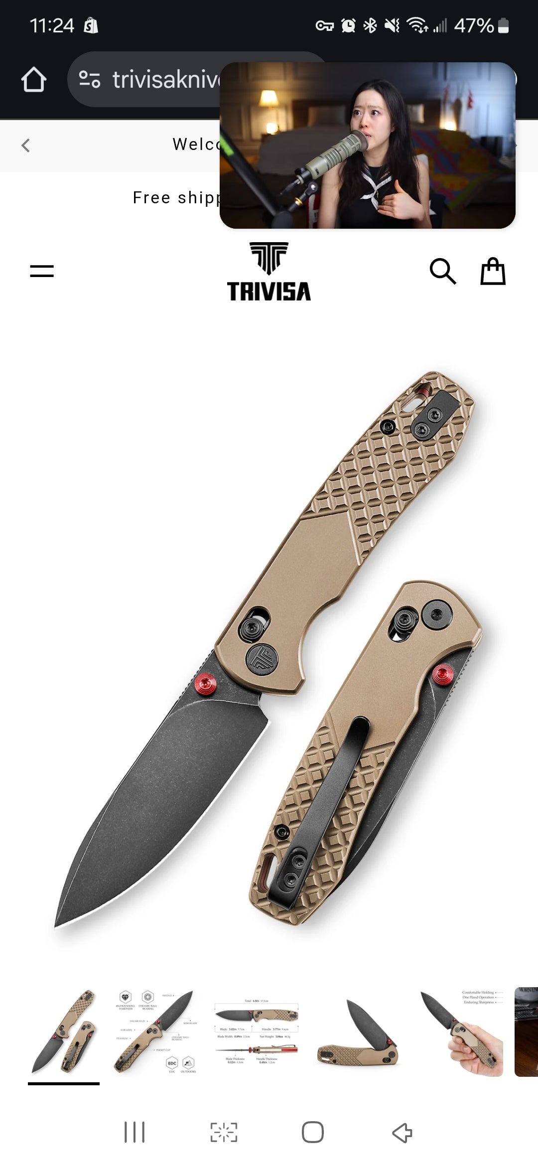 Dragonfly-O Axis Lock EDC Folding Pocket Knife, 2.99'' M390 Steel Blade, Titanium Handle