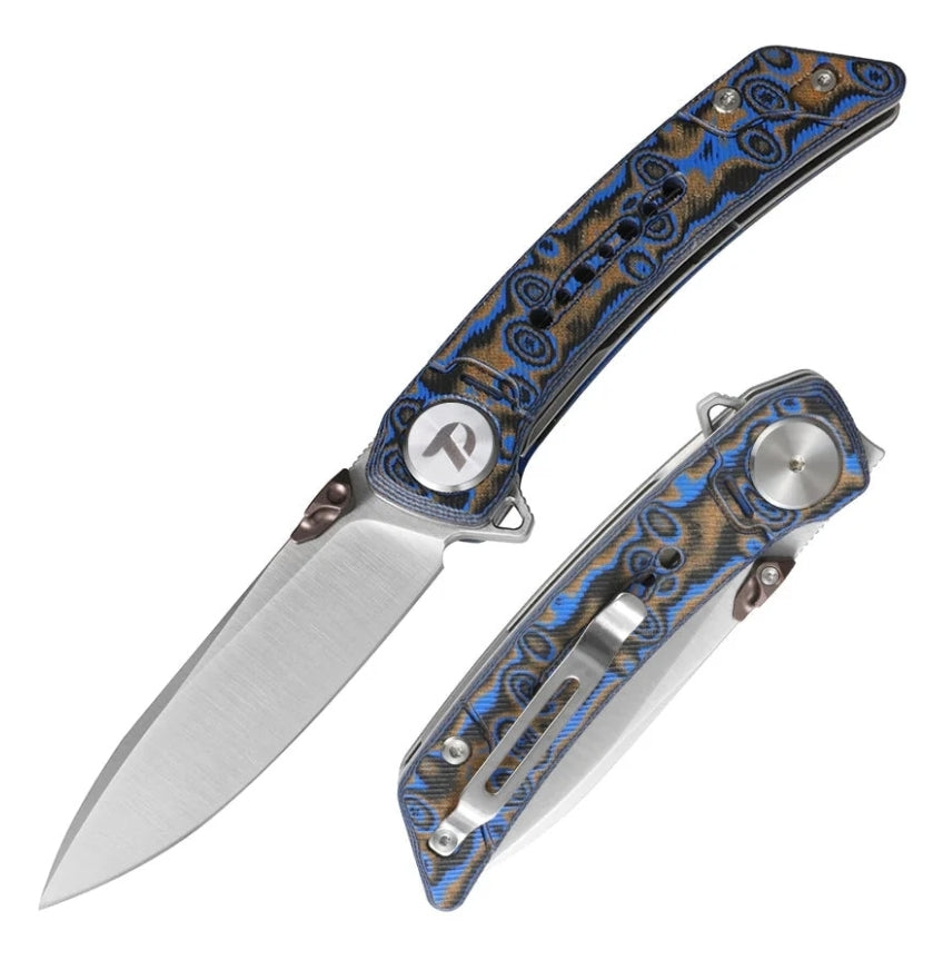 DreamTech D3610MBL – 3.07″ 14C28N Folding Knife, Blue Micarta Handle, Liner Lock