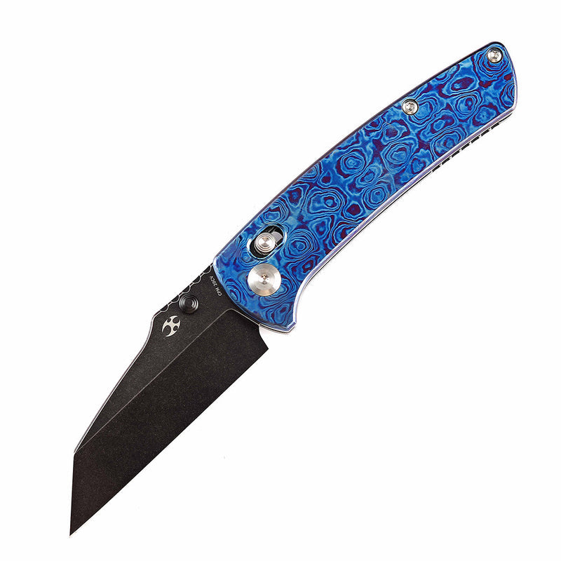 KANSEPT Main Street Thumb Studs/Crossbar Lock Knife Timascus Handle (3.36''CPM 20CV Blade) Dirk Pinkerton Design-K1015M1