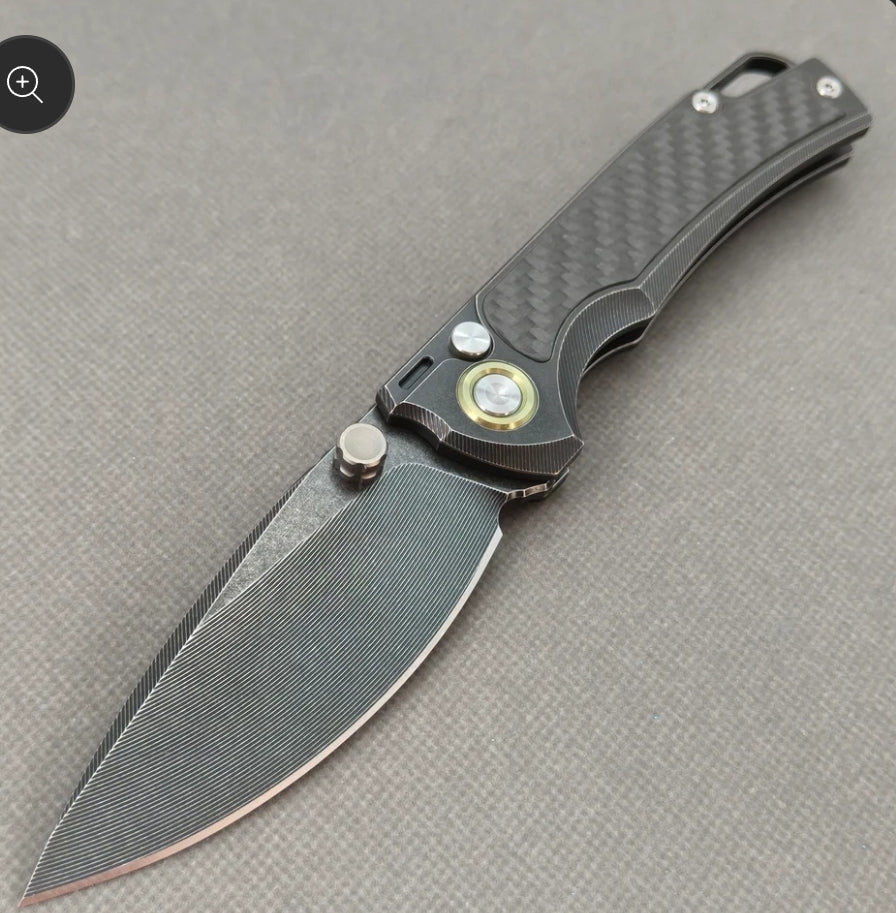 Vorixn RIHE Design Folding Knife Titanium+Carbon Fiber Handle (3.7" Bohler M390 Blade) KB077