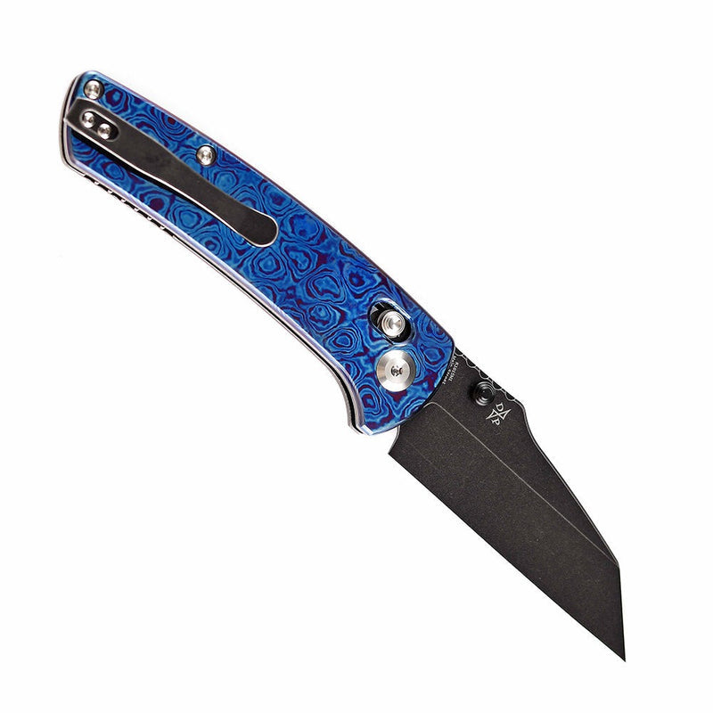 KANSEPT Main Street Thumb Studs/Crossbar Lock Knife Timascus Handle (3.36''CPM 20CV Blade) Dirk Pinkerton Design-K1015M1