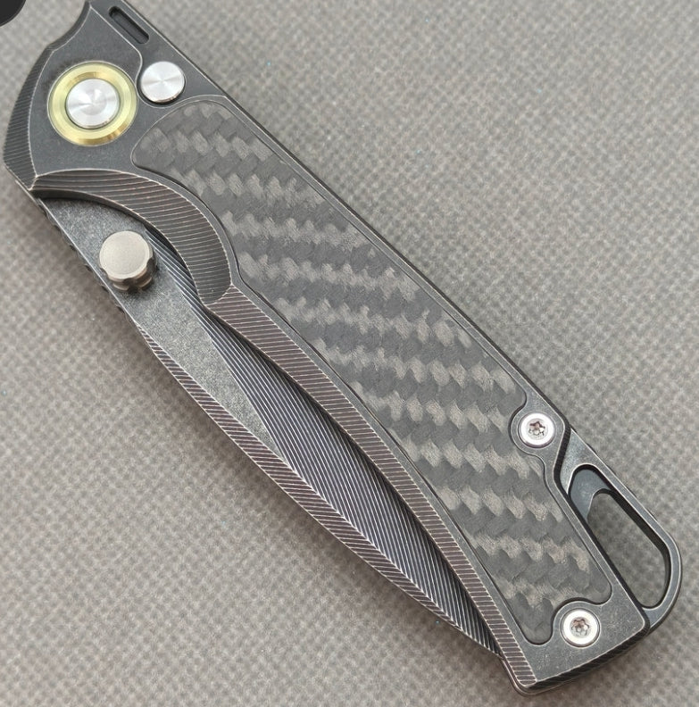 Vorixn RIHE Design Folding Knife Titanium+Carbon Fiber Handle (3.7" Bohler M390 Blade) KB077