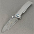 Vorixn "Topo" Flipper & Thumb Stud Knife Titanium Handle (3.7" Damascus Blade) KB102