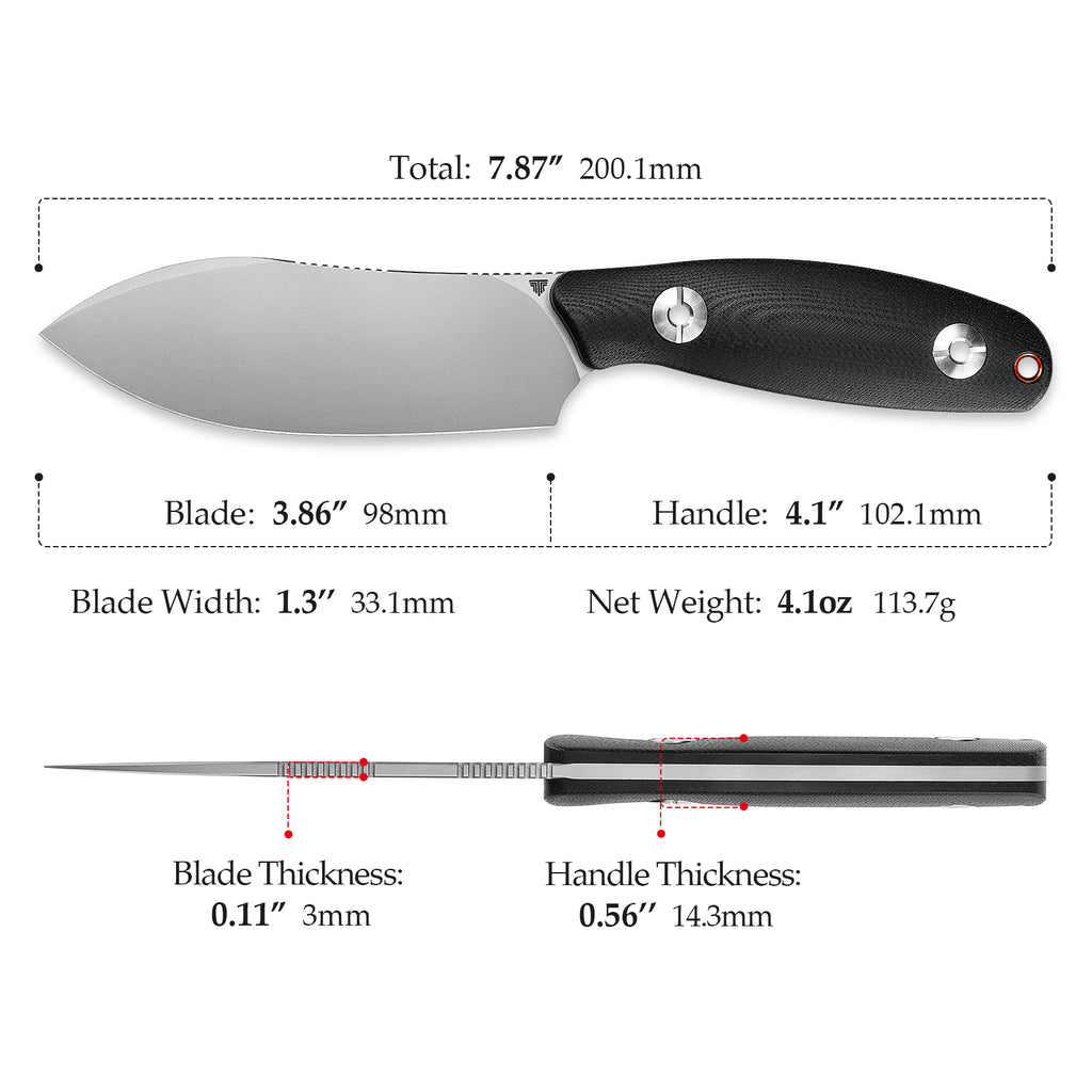 TRIVISA
Aubergine-BG Full-tang Straight Fixed Blade Knife, 3.86‘’ 14C28N Steel Stonewash Blade, G10 Handle